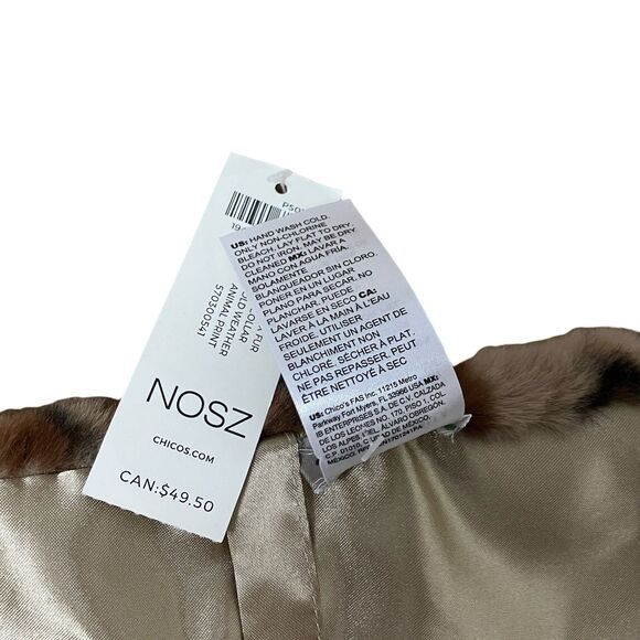 Chico’s Faux Fur Leopard Detachable Collar Brown Neck Warmer One Size - Picture 8 of 9